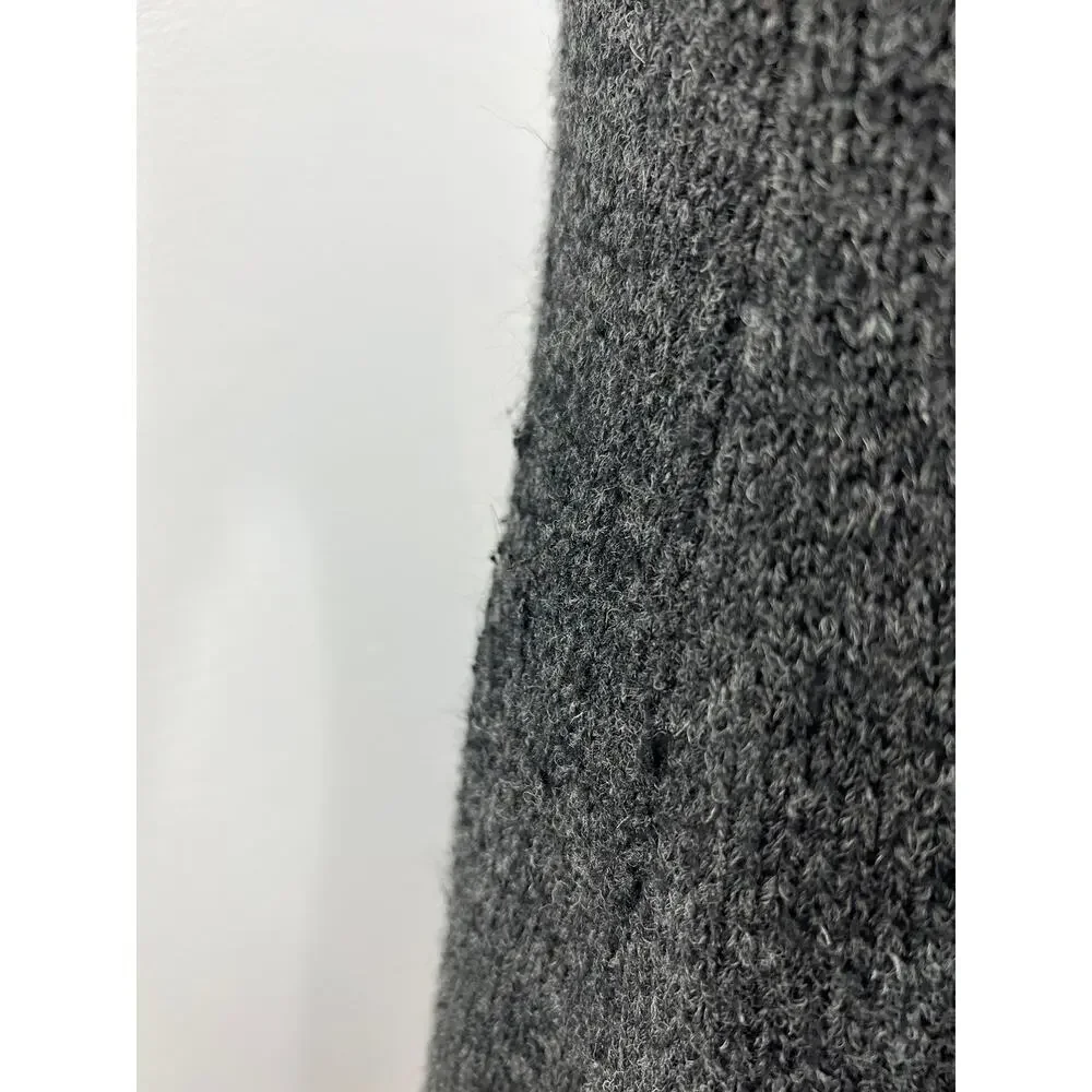 Sisters Dark Gray Wool Blend Fur Trim Short Sleeve Cardigan Sweater S Small